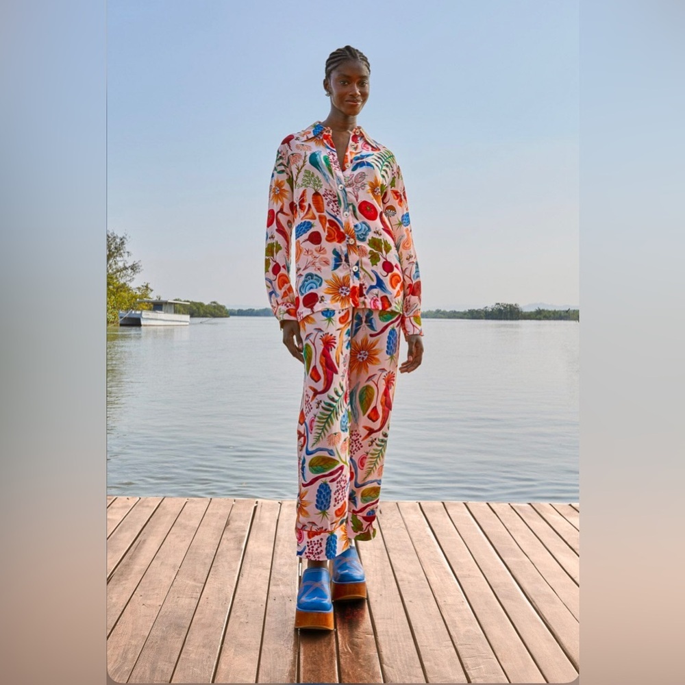 Farm Rio Beige Bright Farm Pajama Pants